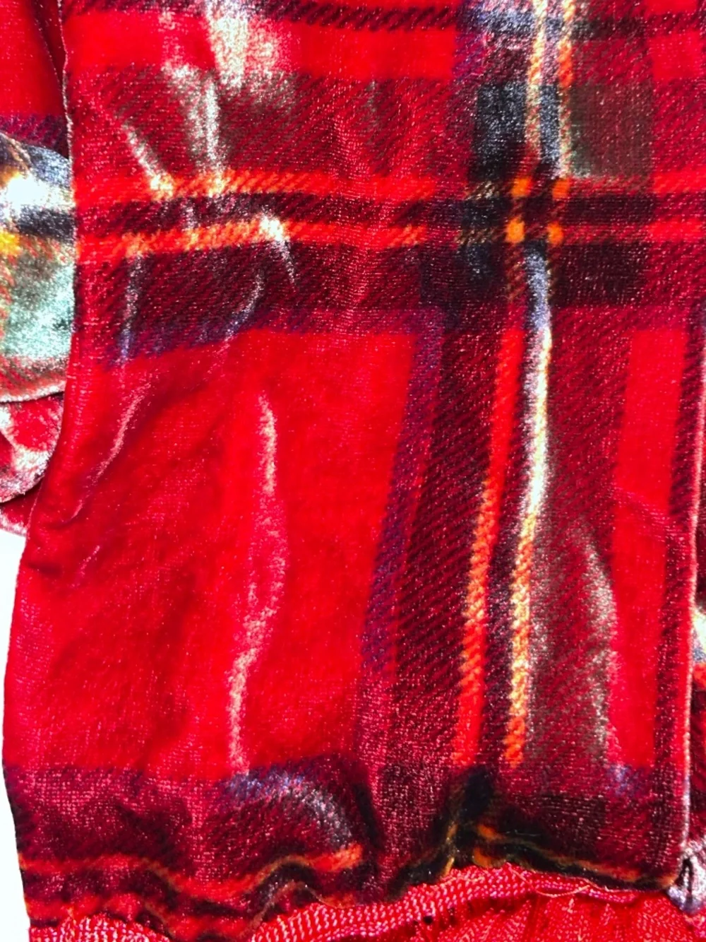 Velvet Fall HOLIDAY Stewart Plaid silk fringe trim scarf